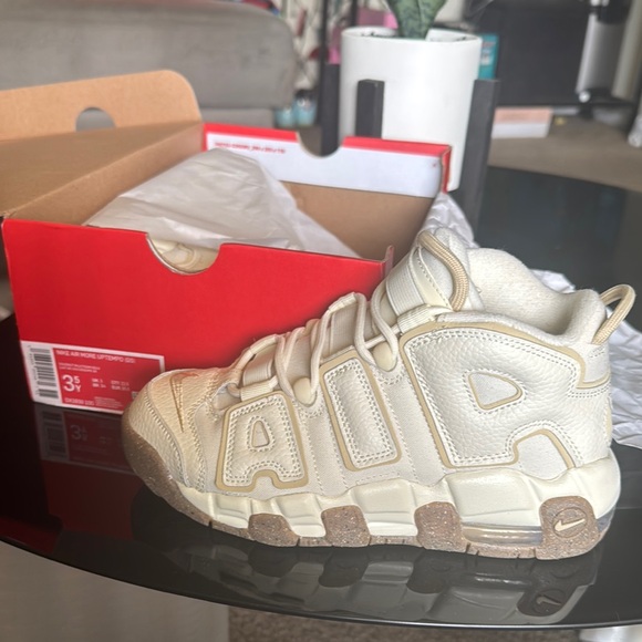 Nike Cream and Tan Uptempo Sneakers